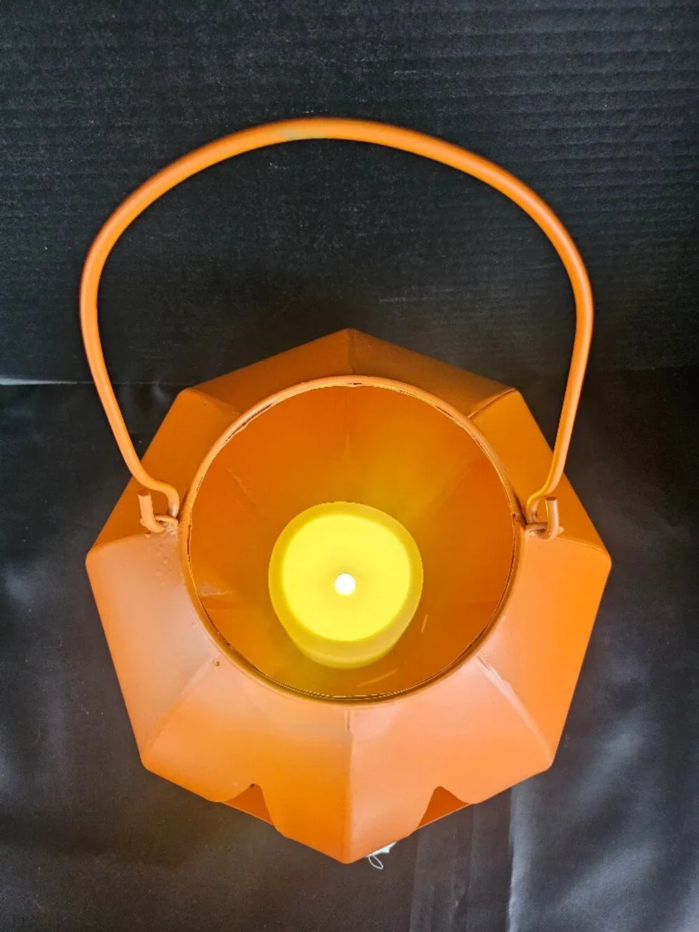 Handcrafted Metal Jack O Lantern With LED Light Festive Orange Halloween Decor